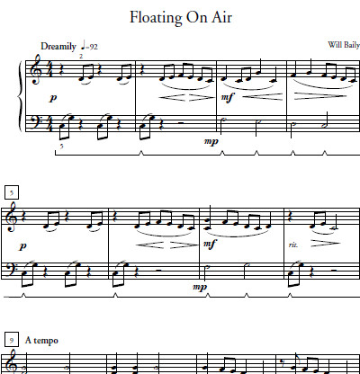 Floating On Air Sheet Music and Sound Files for Piano Students